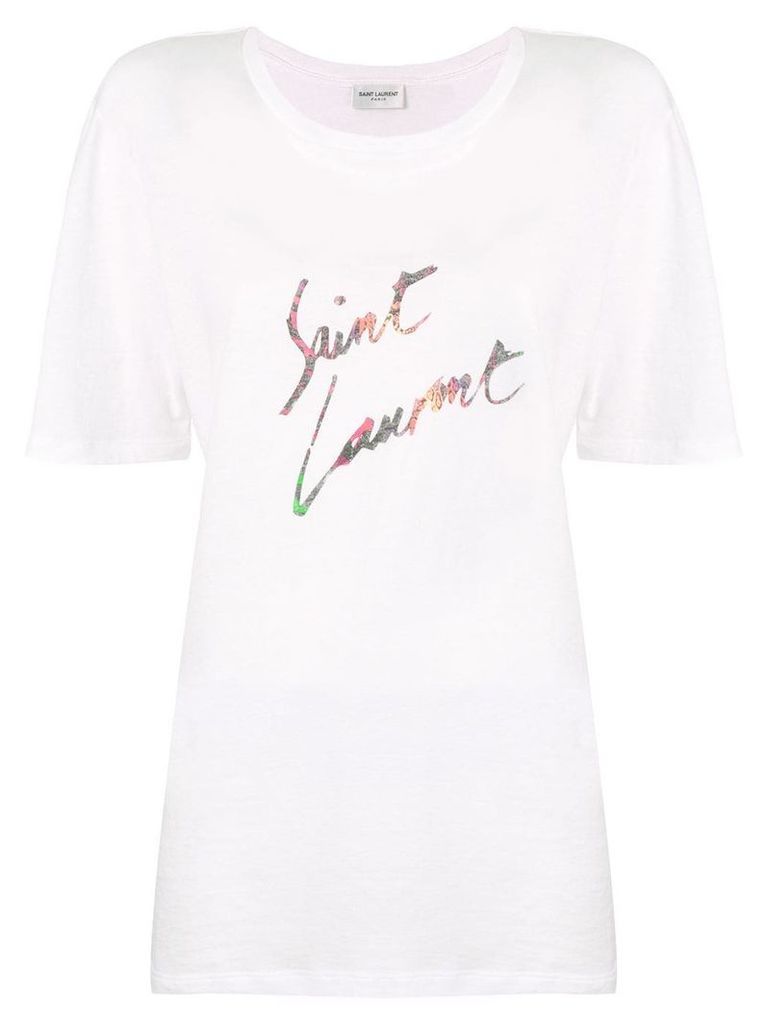 Saint Laurent 80's style logo T-shirt - White