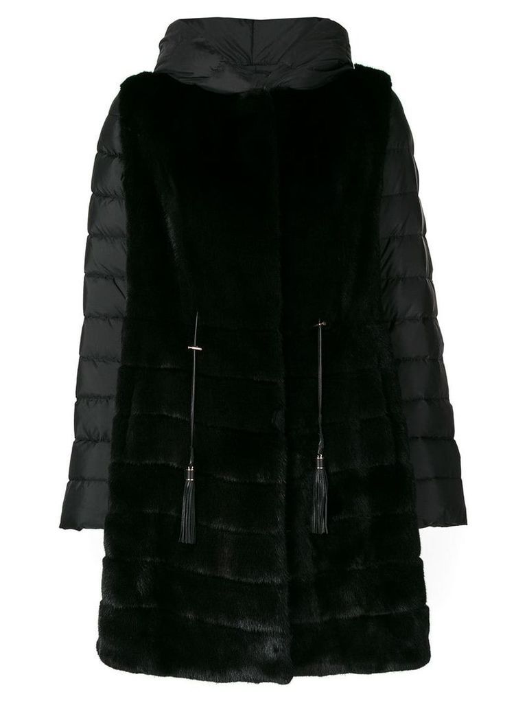 Liska fur trim coat - Black