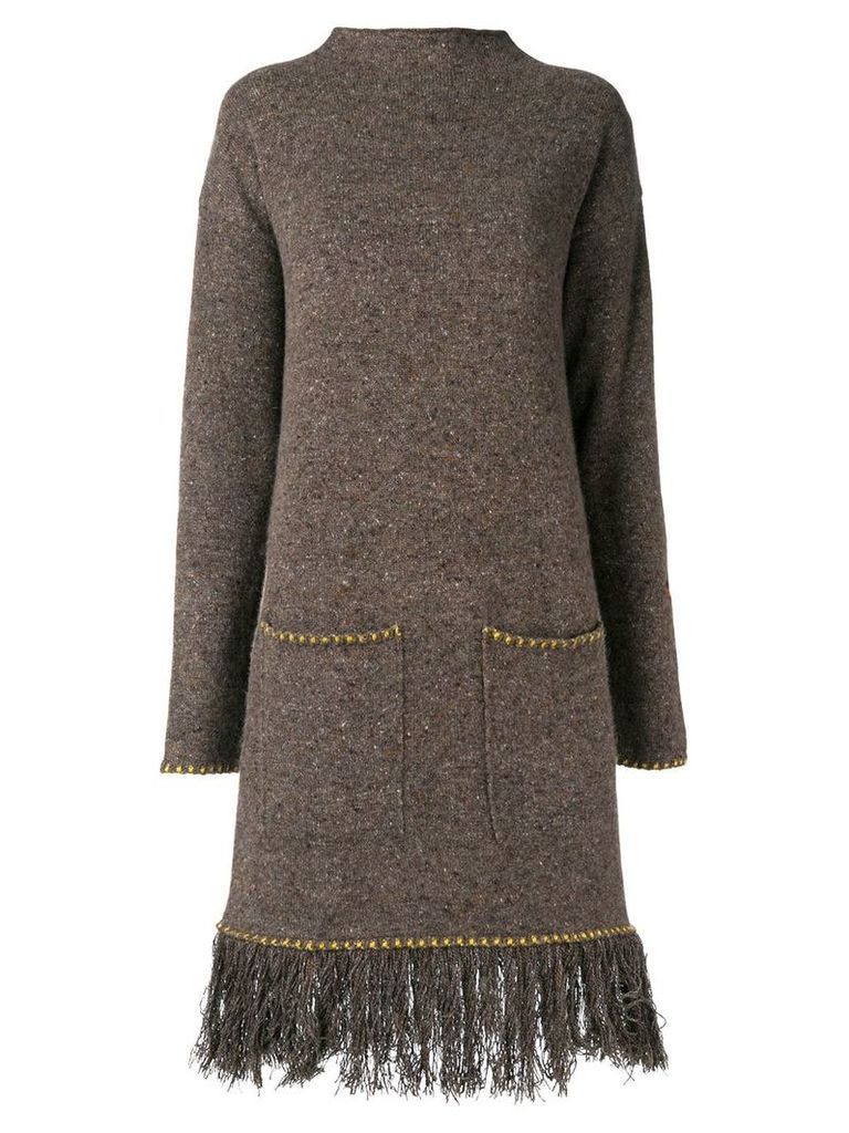 Etro embroidered back sweater dress - Brown