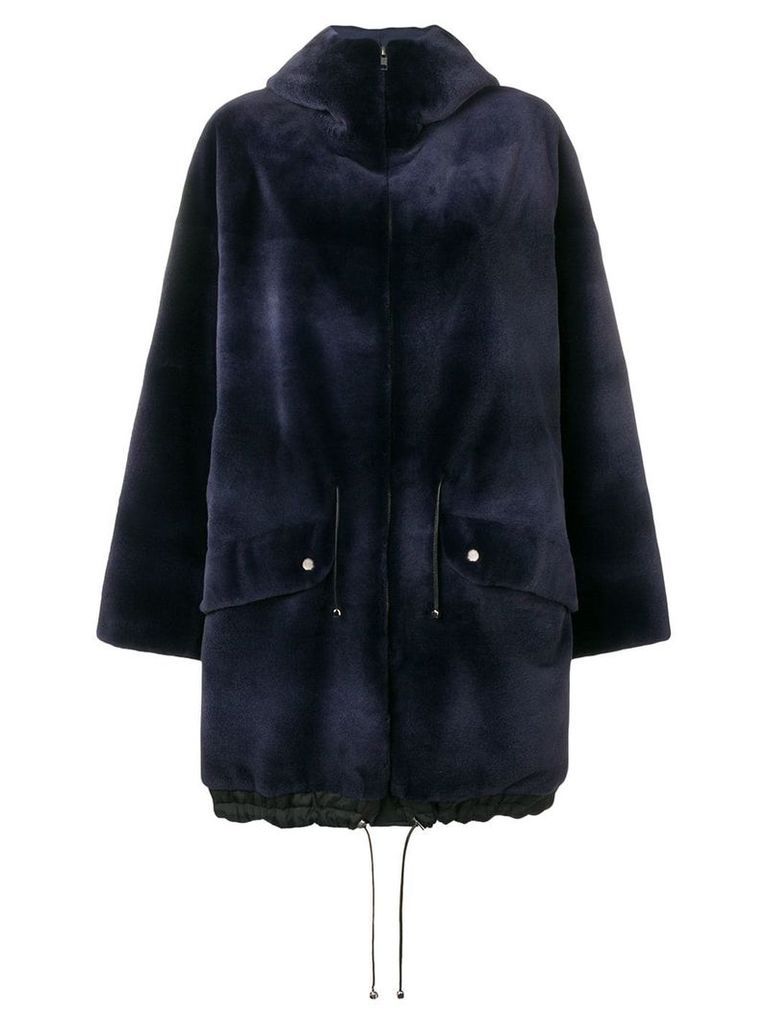 Liska hooded mid-length coat - Blue
