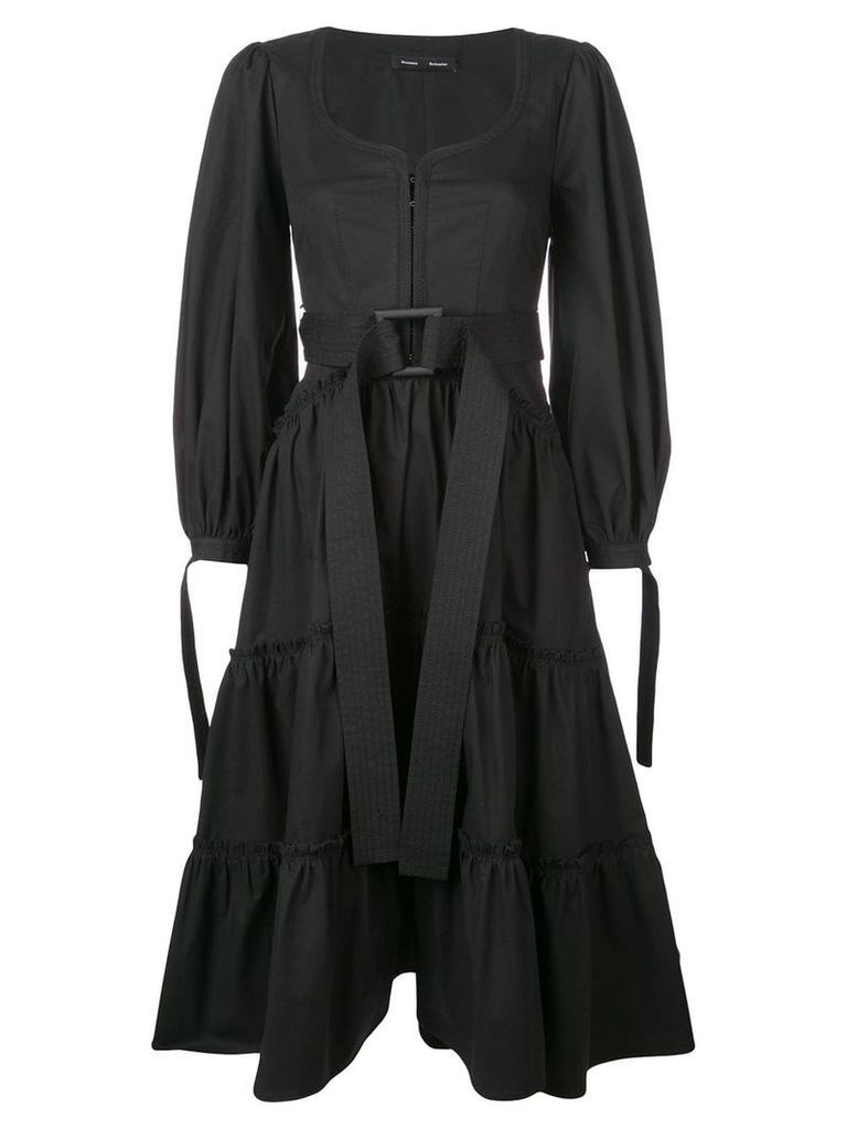 Proenza Schouler Puff Sleeve Tiered Dress - Black