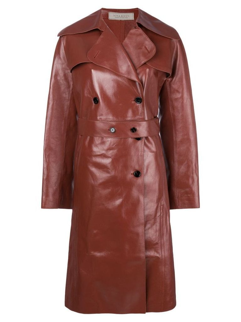 Nina Ricci double breasted leather coat - Red
