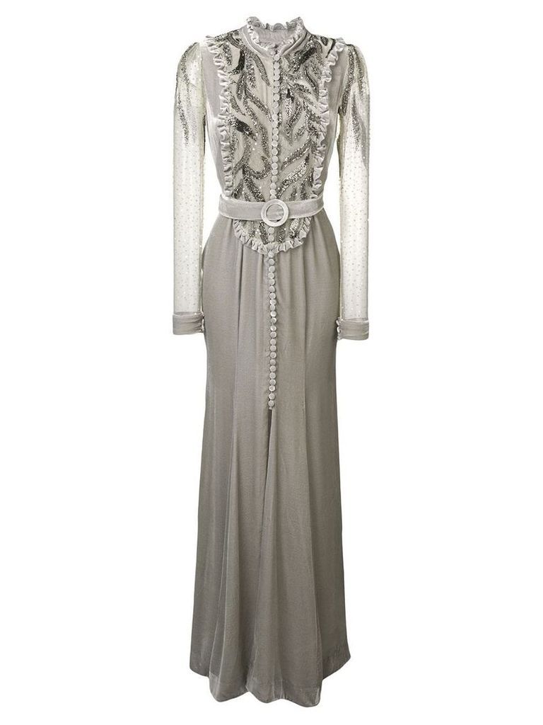 Parlor embellished bib gown - Grey