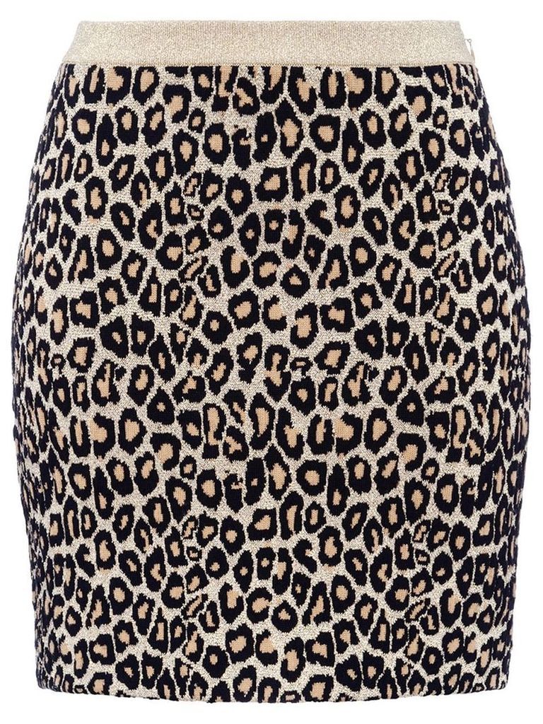 Miu Miu leopard print knitted skirt - Gold