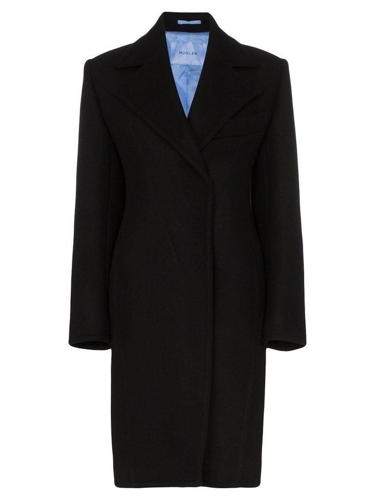 Mugler tailored mid length coat - Black