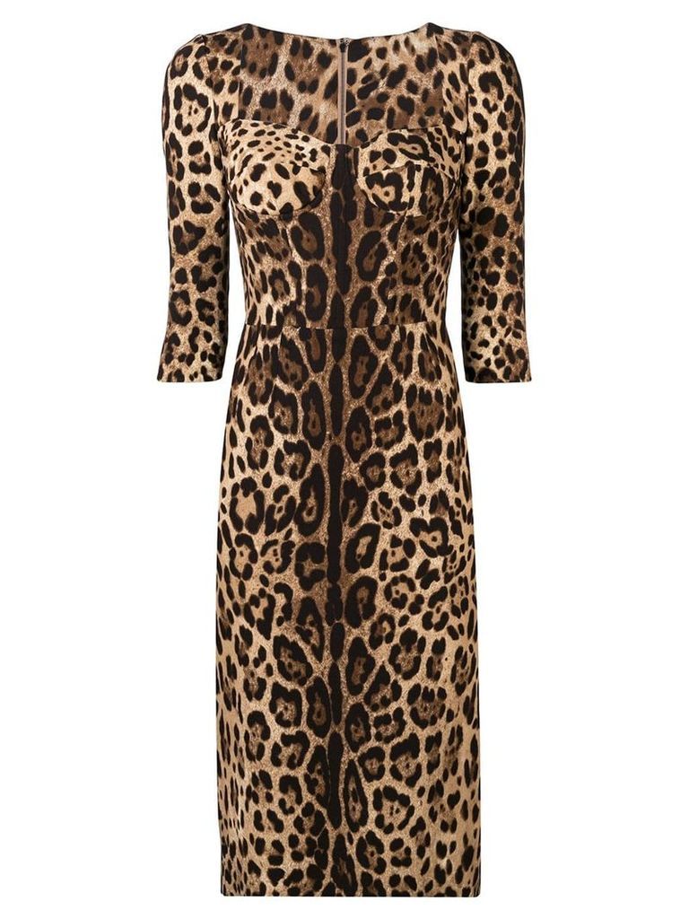 Dolce & Gabbana fitted leopard print dress - Brown