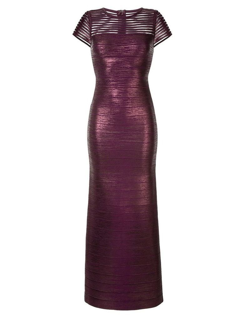 Hervé Léger shimmer fitted gown - PURPLE