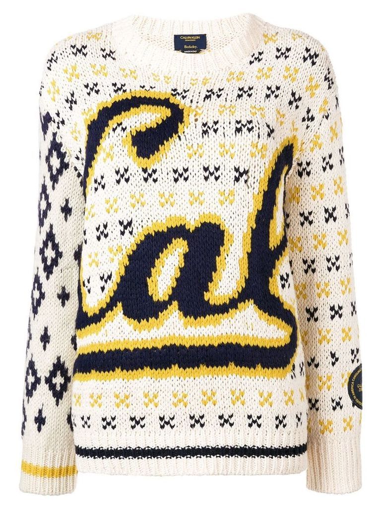 Calvin Klein 205W39nyc Cal intarsia-knit sweater - NEUTRALS