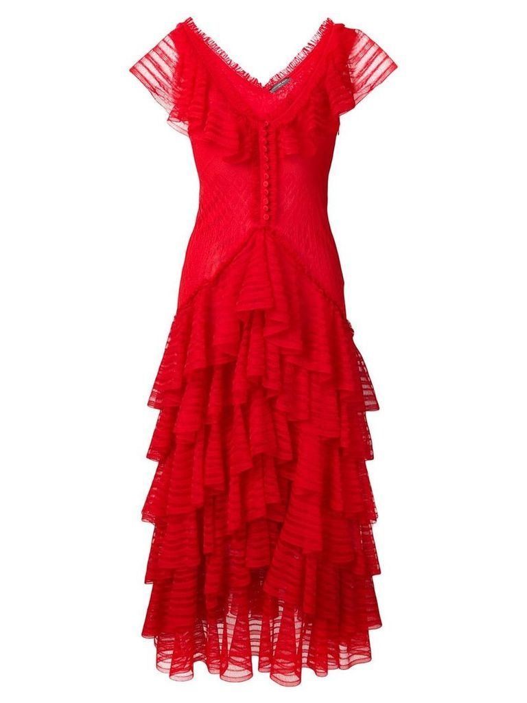 Alexander McQueen ruffled dress - Red