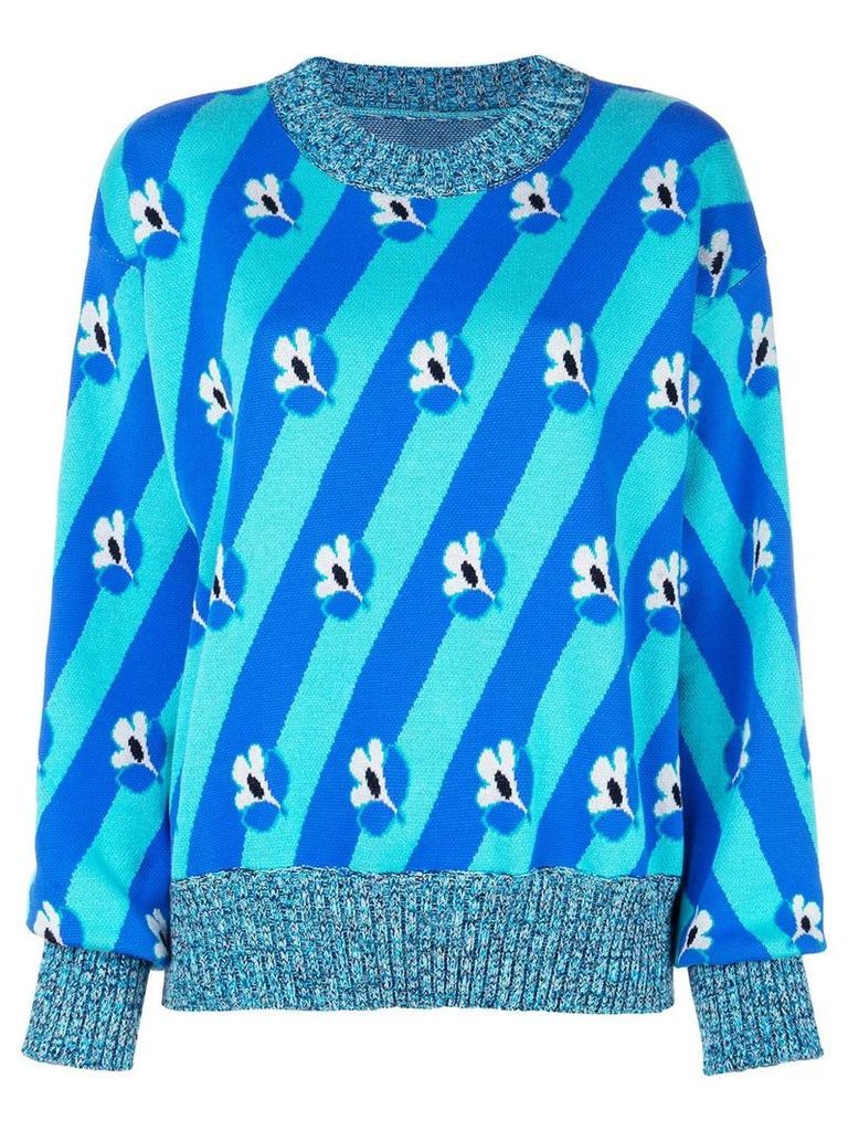 Mm6 Maison Margiela slouchy foral stripe sweater - Blue