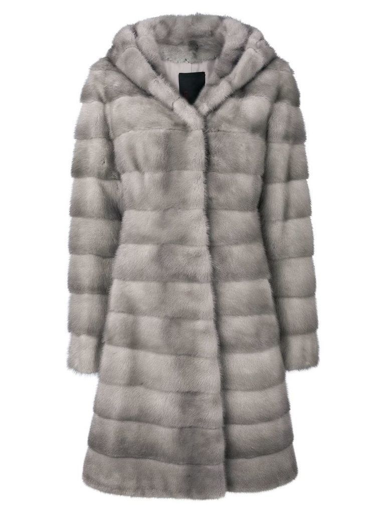 Liska Valencia hooded fur coat - Grey