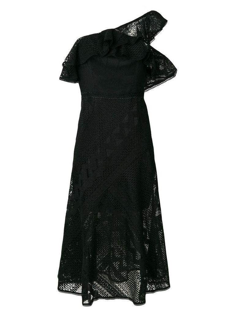 Three Floor Futures crochet one-shoulder dress - Black