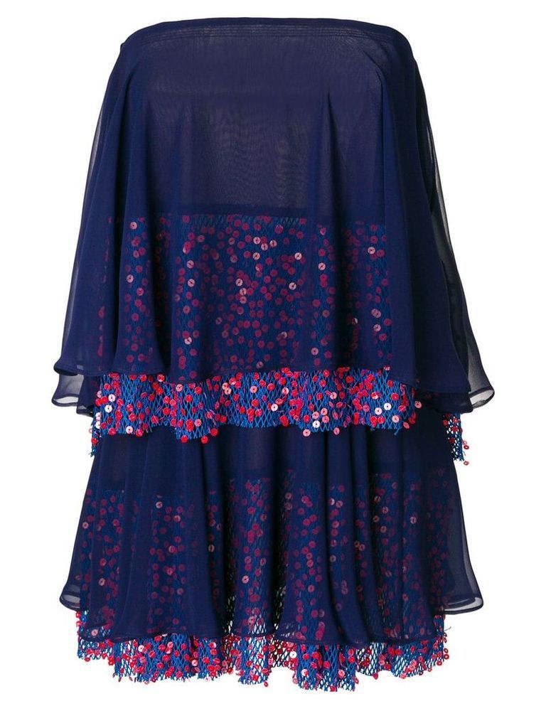Talbot Runhof tiered sequined sleeveless dress - Blue