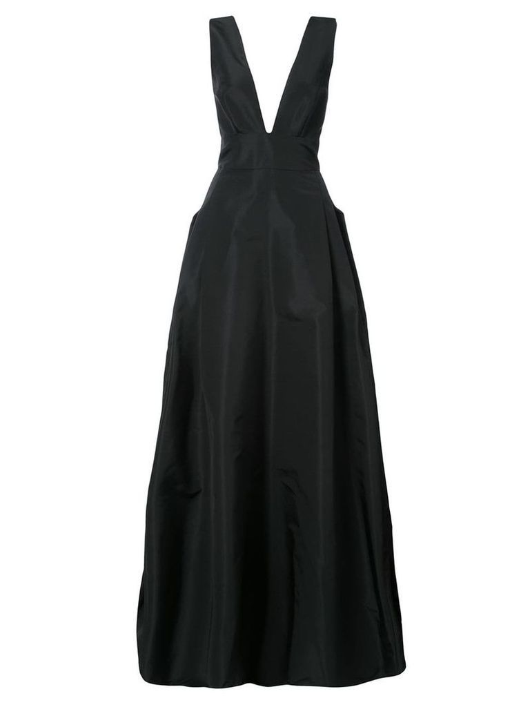 Carolina Herrera deep V-neck flared gown - Black