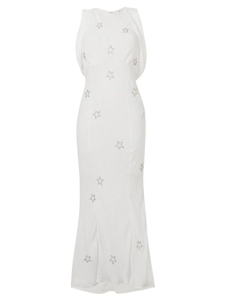 The Attico embroidered stars long dress - White