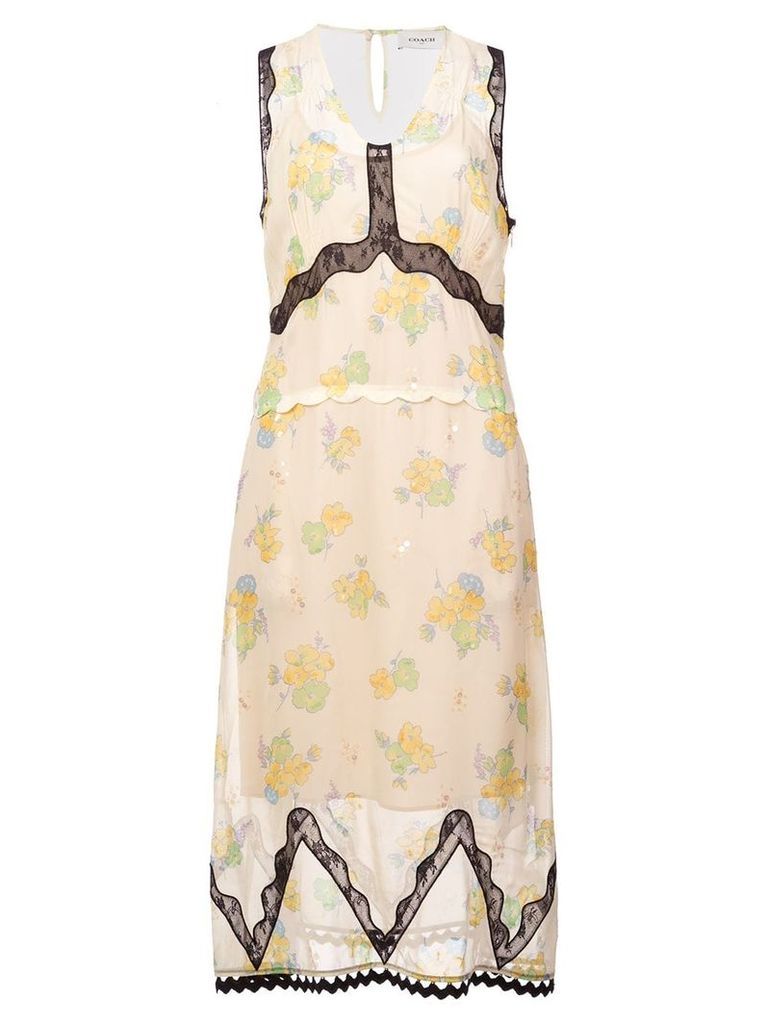 Coach forest floral print sleeveless dress - Yellow