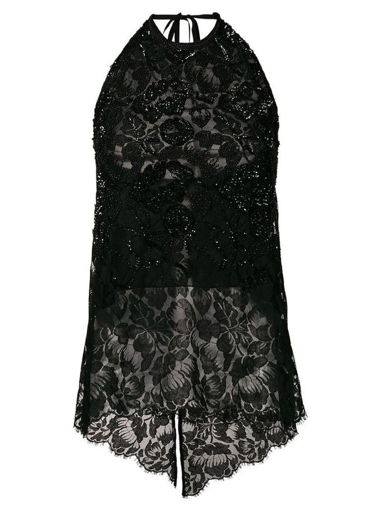 Stella McCartney sequin-embellished lace top - Black