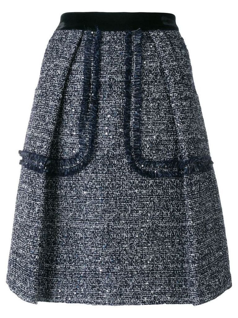 Talbot Runhof sequinned tweed skirt - Blue