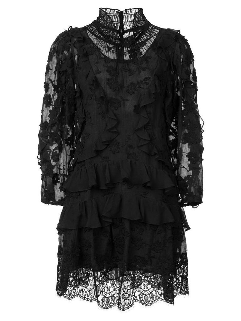 Rebecca Taylor ruffle long-sleeve dress - Black