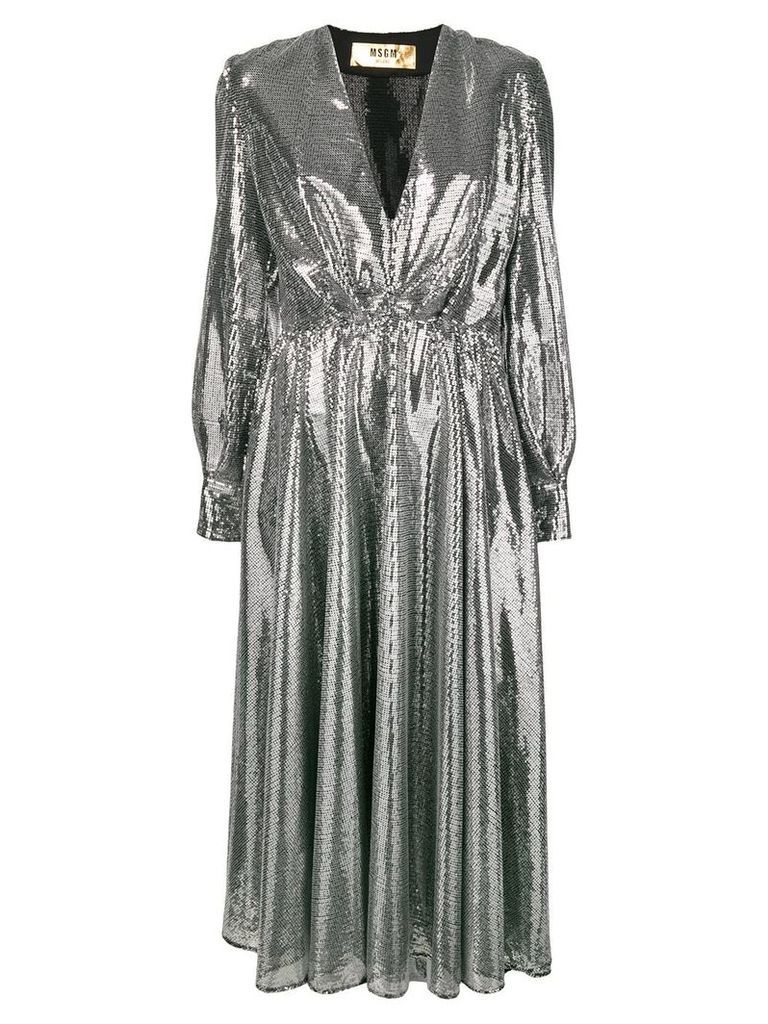 MSGM sequin belted dress - SILVER