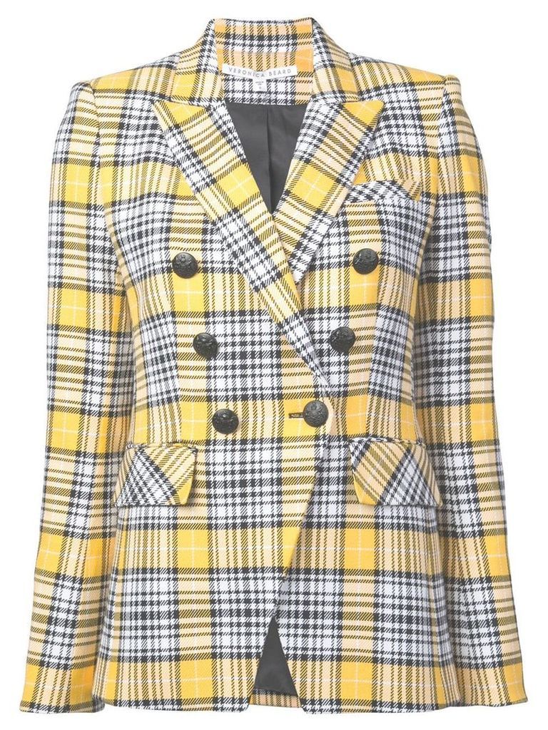 Veronica Beard checked double-breasted blazer - Yellow