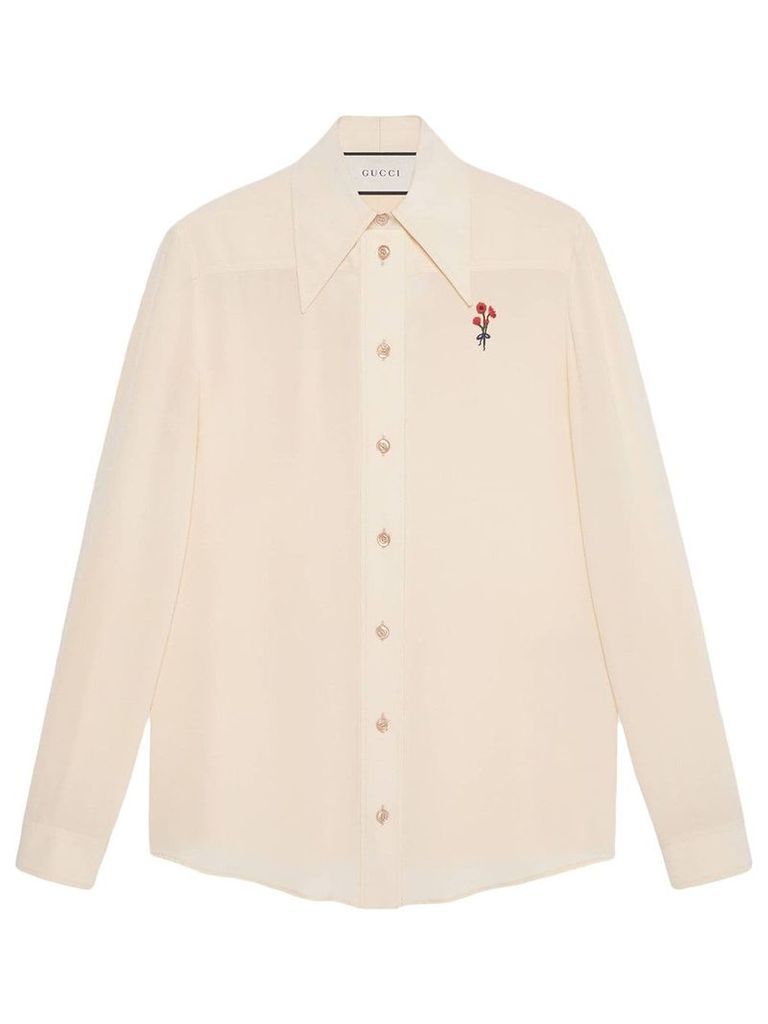 Gucci Silk shirt with flower - White