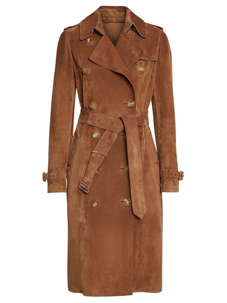 Burberry Suede Trench Coat - Brown