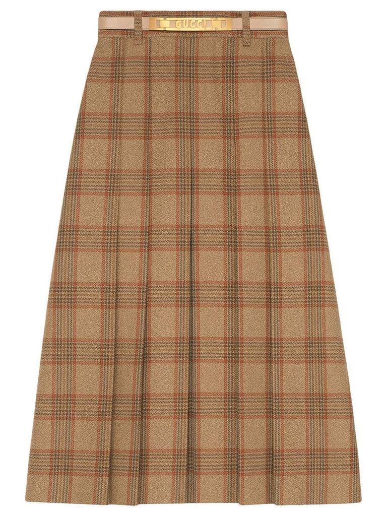 Gucci Check wool A-line skirt - Brown
