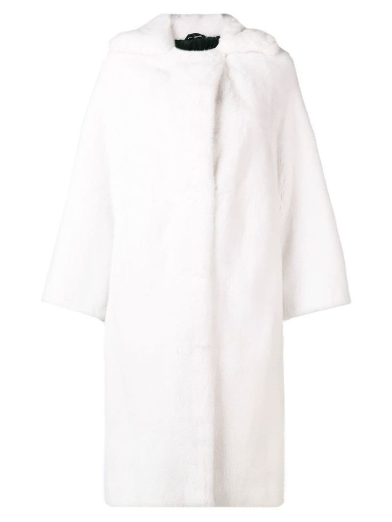 Liska paneled mid-length coat - White