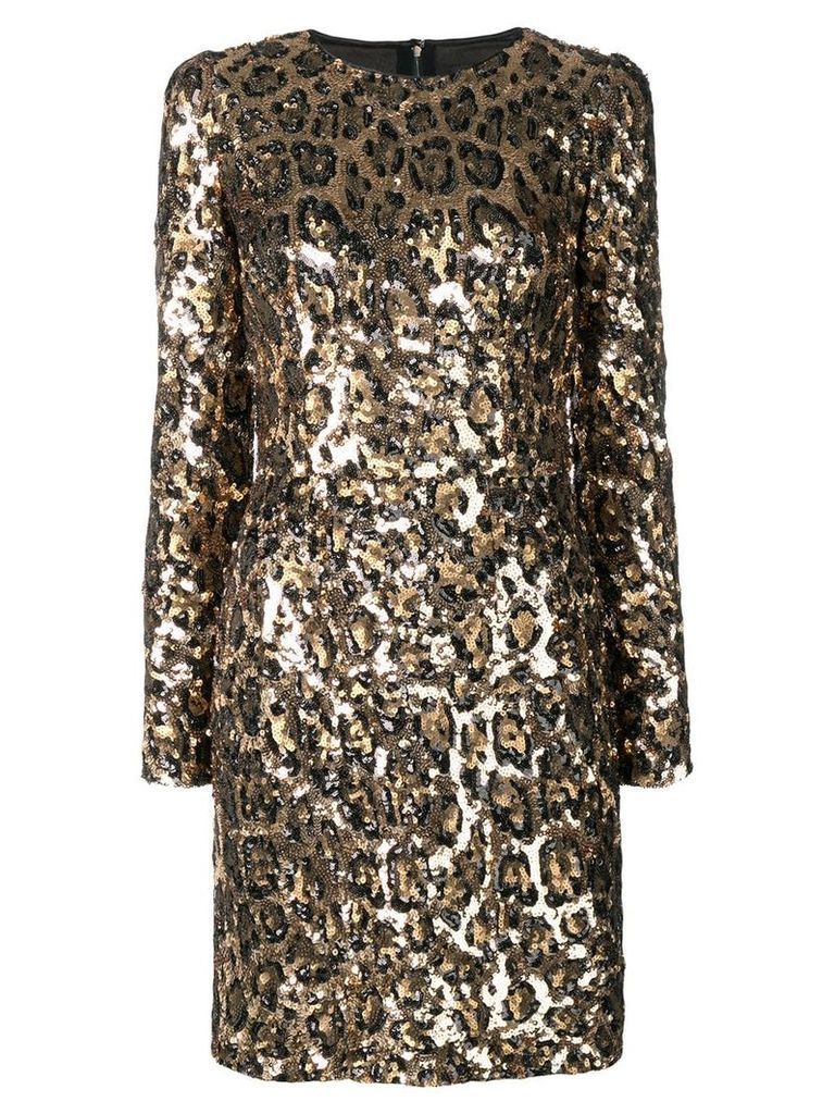 Dolce & Gabbana sequined leopard-print mini dress - GOLD