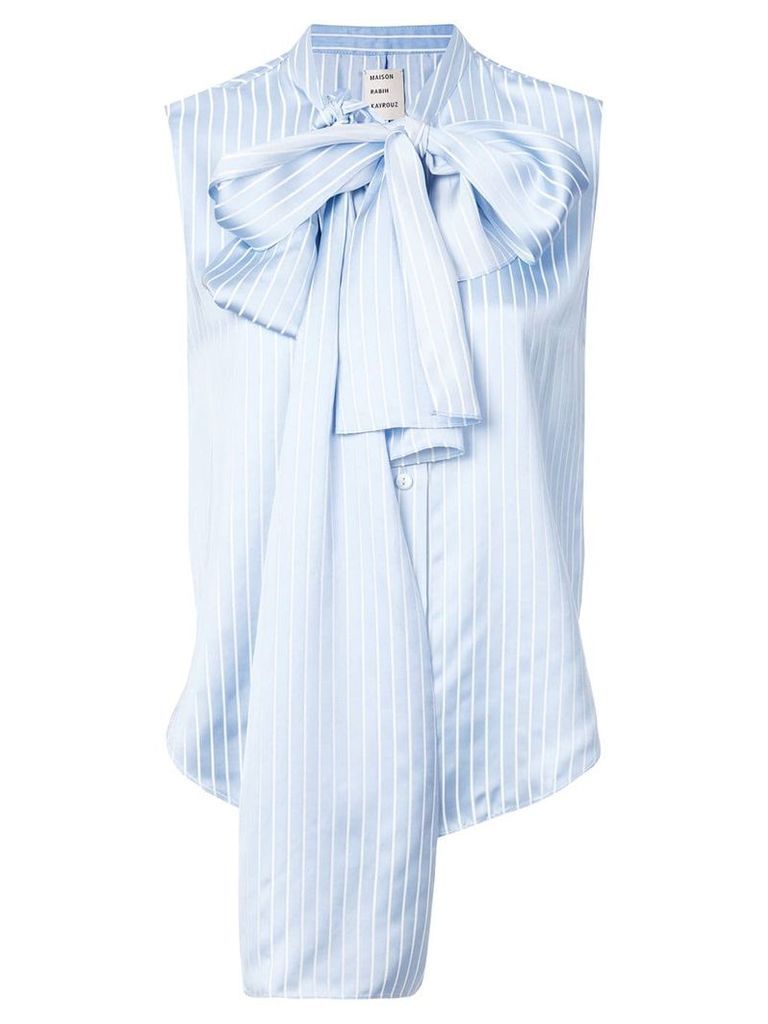 Maison Rabih Kayrouz bow detail sleeveless striped blouse - Blue