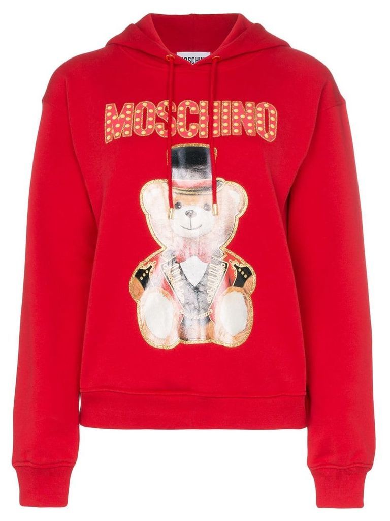 Moschino logo bear print hoodie - Red