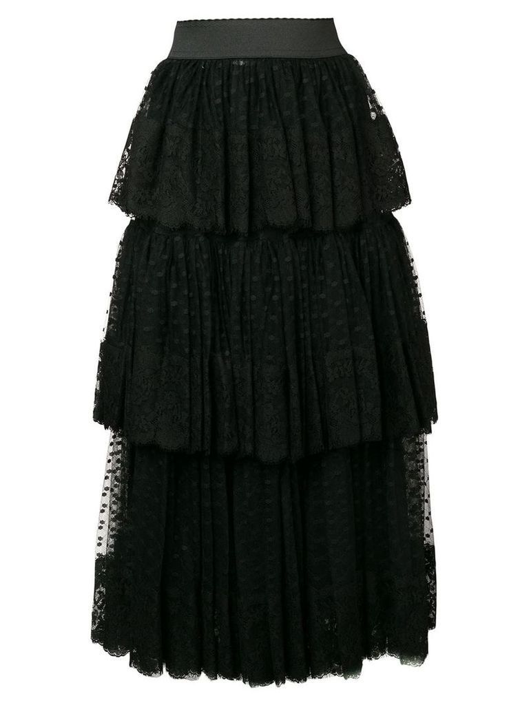Dolce & Gabbana pleated layered tulle skirt - Black