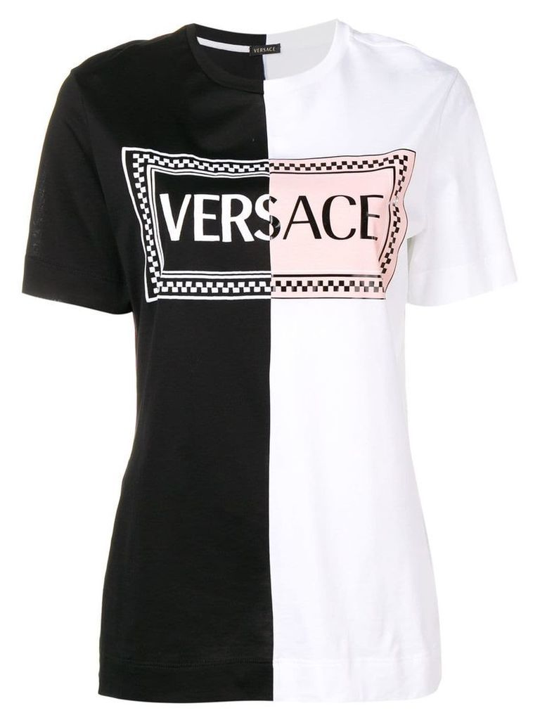 Versace two tone logo T-shirt - Black