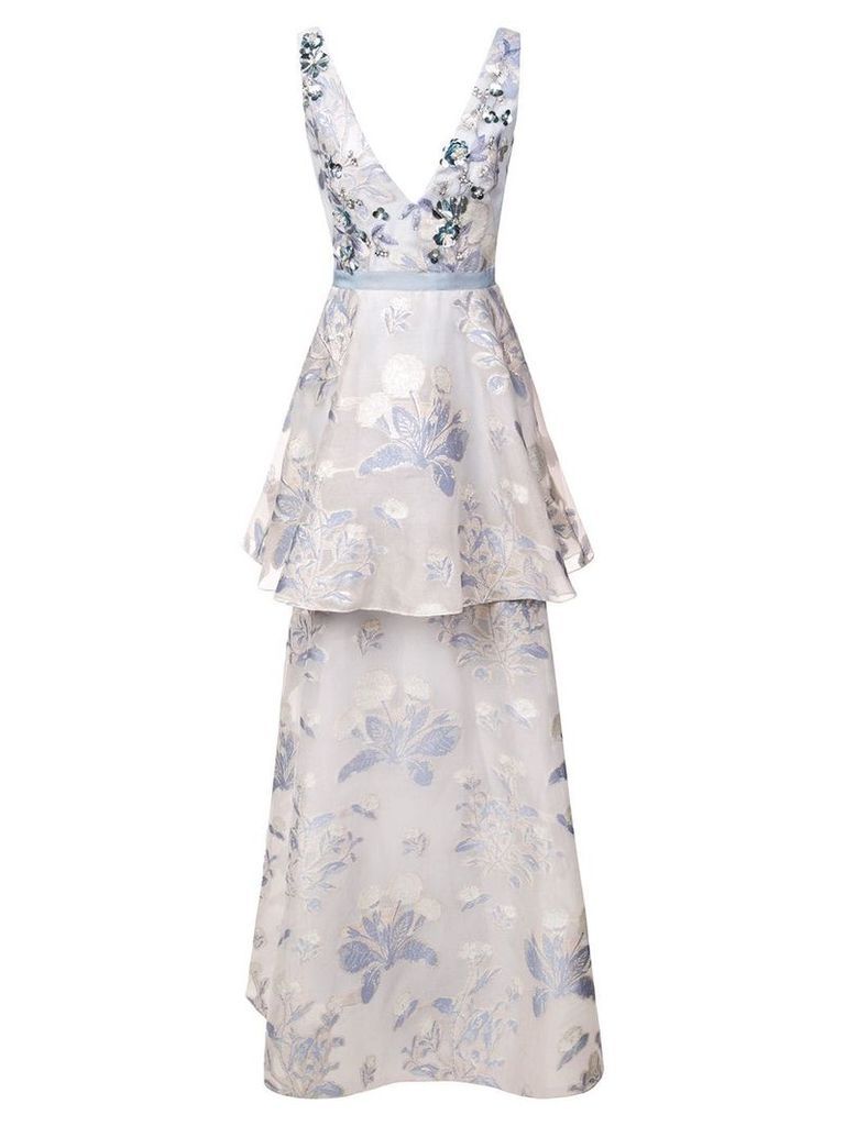 Marchesa Notte sleeveless floral dress - Blue