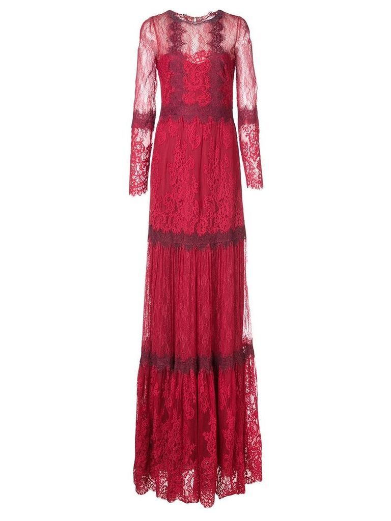 Marchesa Notte lace flared dress