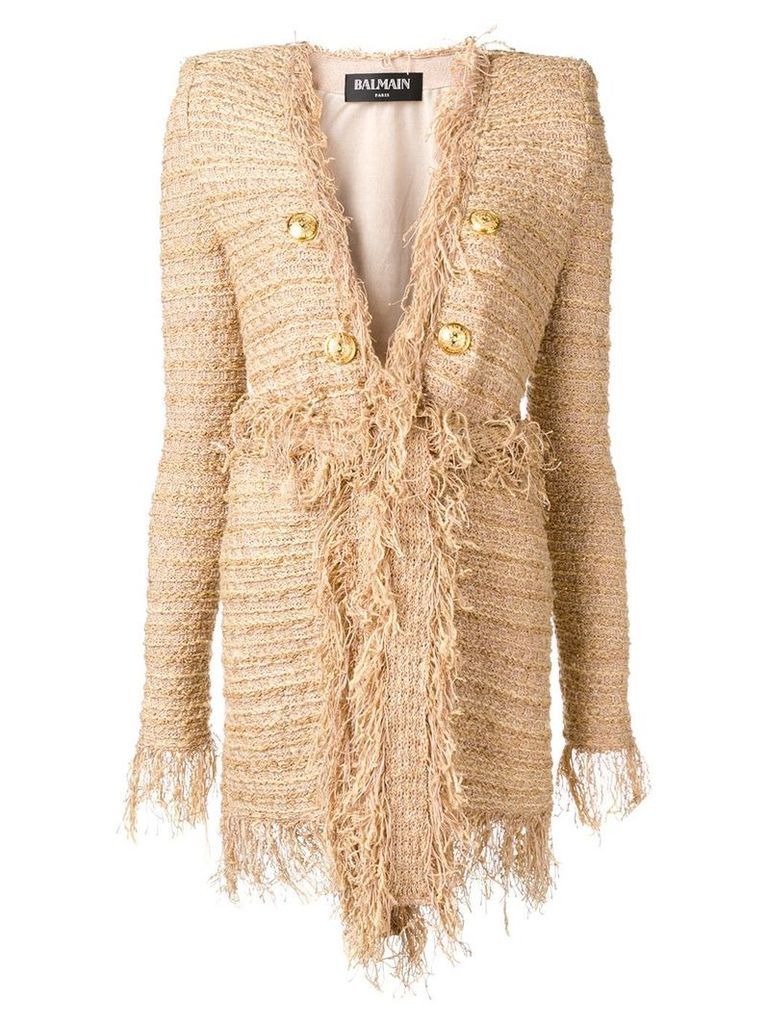 Balmain double breasted tweed coat - GOLD