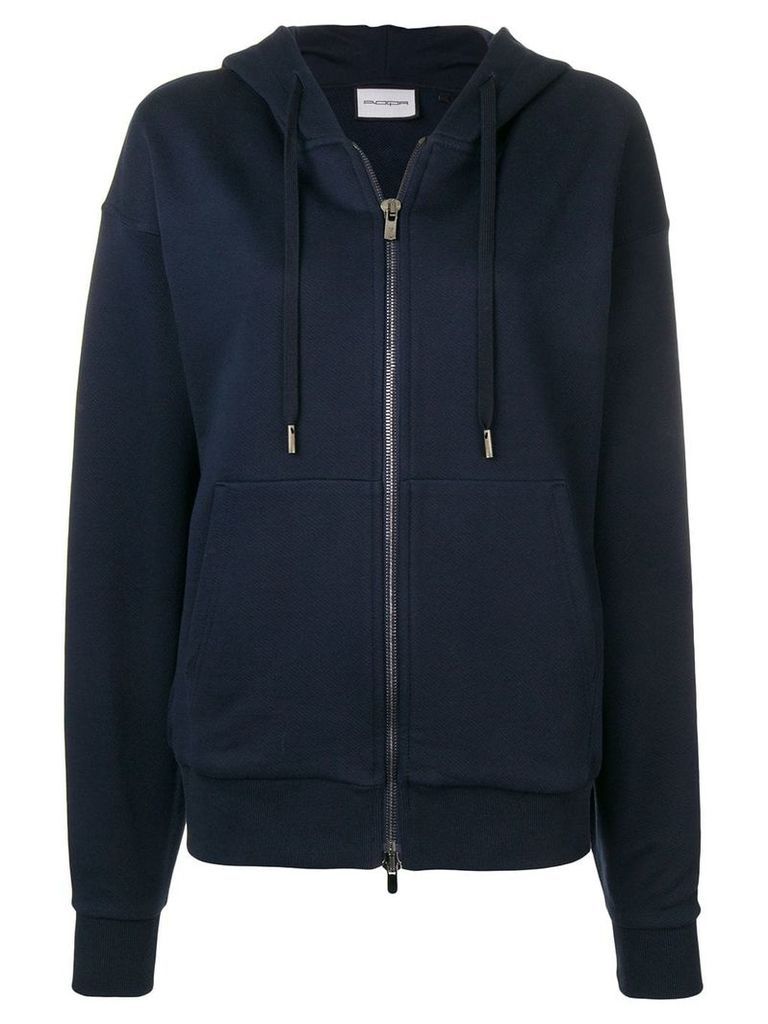 Roqa embroidered zip front hoodie - Blue