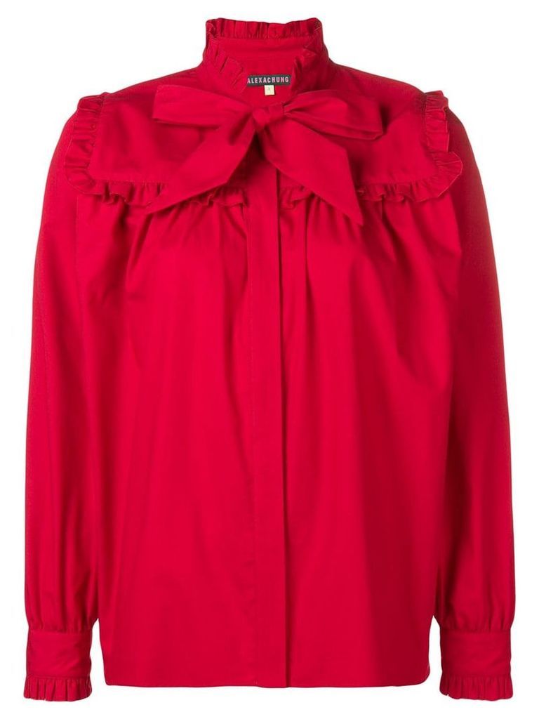 Alexa Chung bow detail ruffle trim shirt - Red