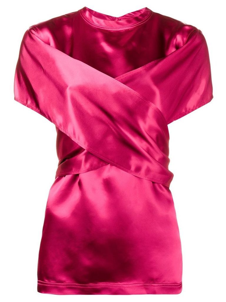 Sies Marjan wrap front short sleeve blouse - Pink