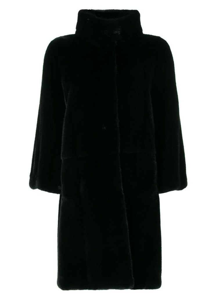 Liska buttoned up fur coat - Black