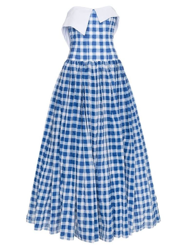 Natasha Zinko Gingham Strapless Maxi Dress - Blue