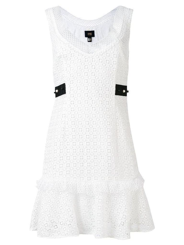 Cavalli Class embroidered ruffled-trim dress - White