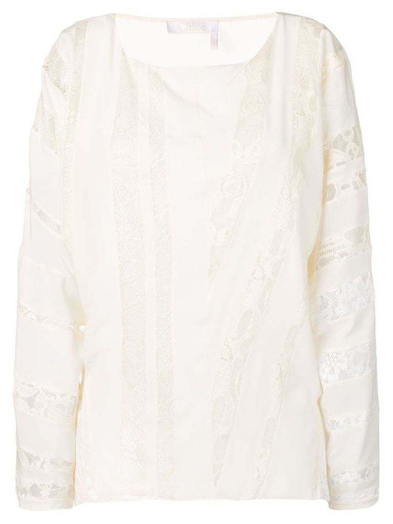 Chloé embroidered paneled blouse - White