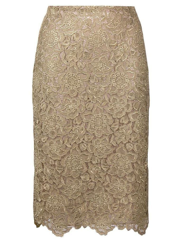 Valentino floral embroidered mesh skirt - GOLD
