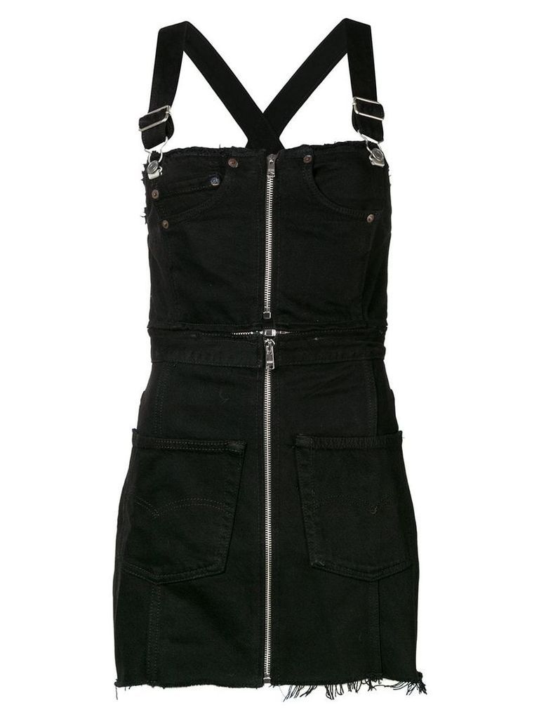 Re/Done zipped denim dunagaree dress - Black
