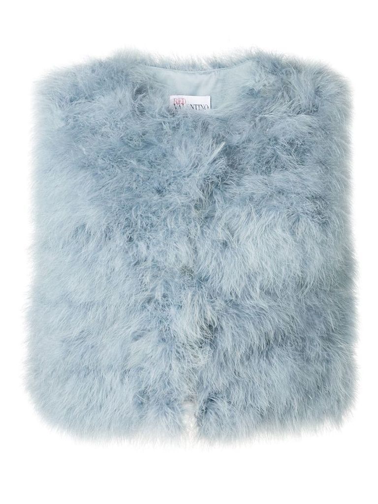 Red Valentino marabou cropped gilet - Blue