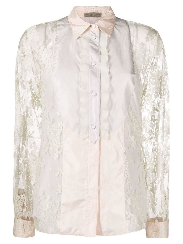 Bottega Veneta floral lace shirt - NEUTRALS