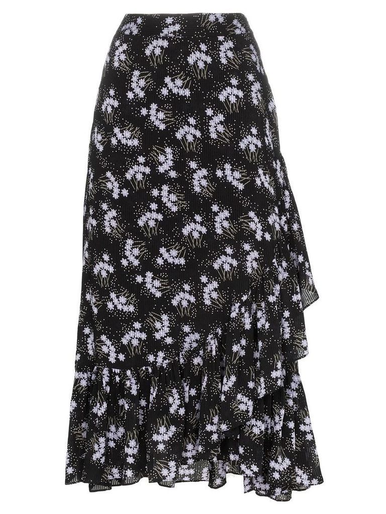 byTiMo Sky floral print ruffle wrap skirt - Black