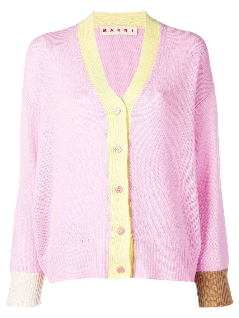 Marni colour-block long-sleeve cardigan - Pink
